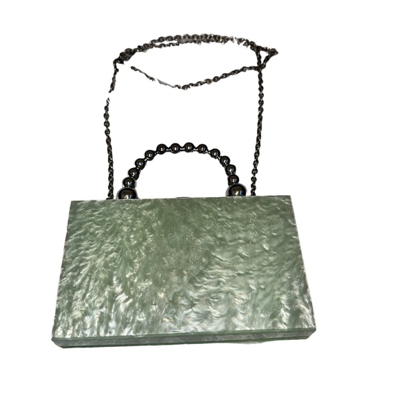 Asos Design Marble Resign Bag with Beaded Grab Handle in Mint - Picture 2 of 6